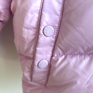 Pre-Owned MONCLER Pink Baby Puffer Coat with Fur Trim - Size 18/24