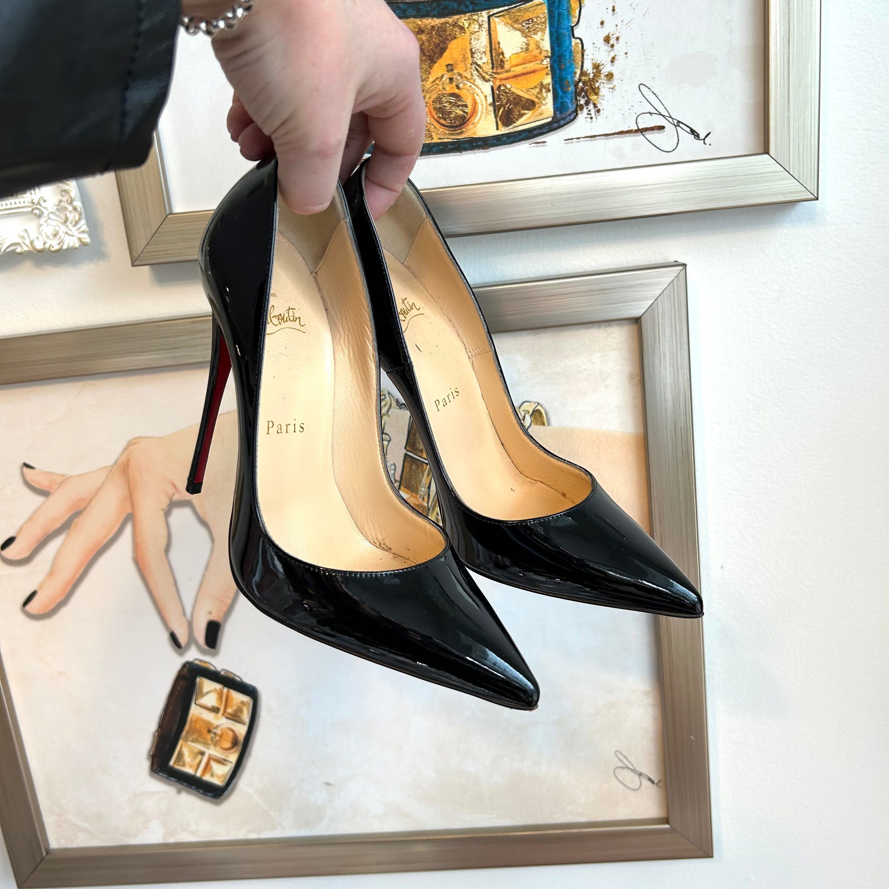 Pre-Owned CHRISTIAN LOUBOUTIN So Kate 120 Black Patent Pump - Size 36.5