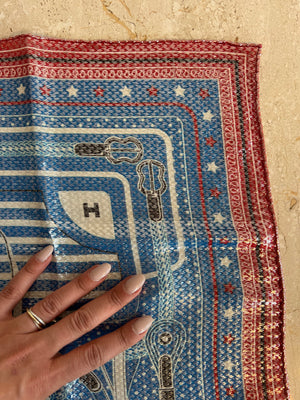 Pre-Owned HERMES Coaching Red White & Blue Bandana Disco 55