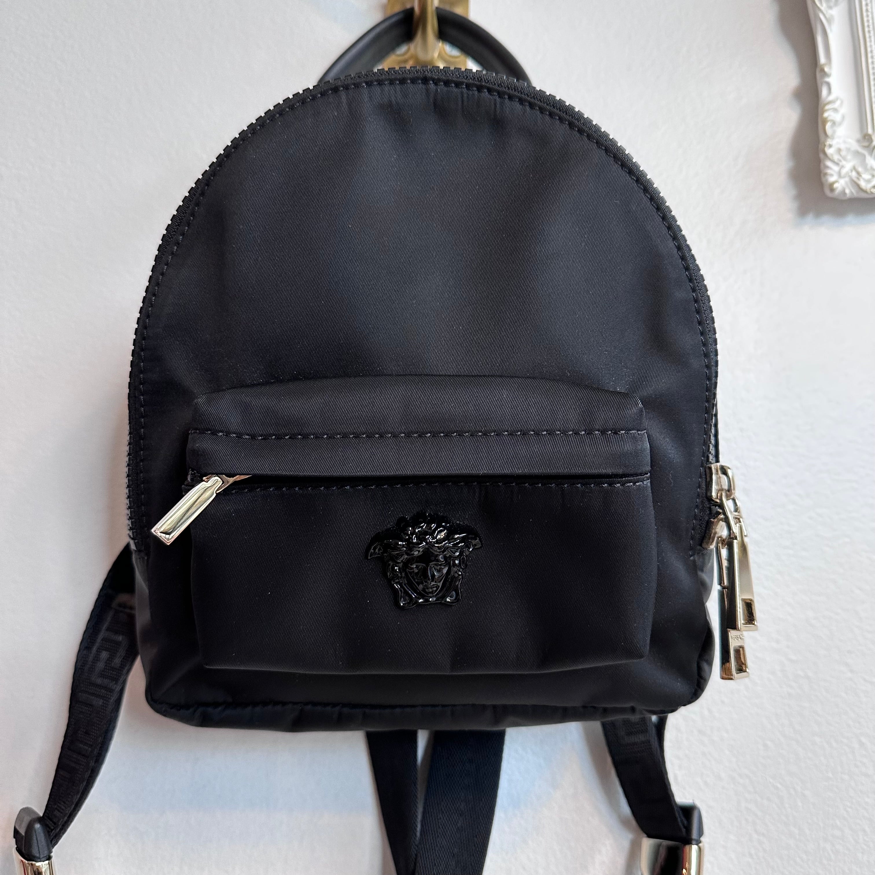 Pre-Owned VERSACE Small Black Medusa Backpack