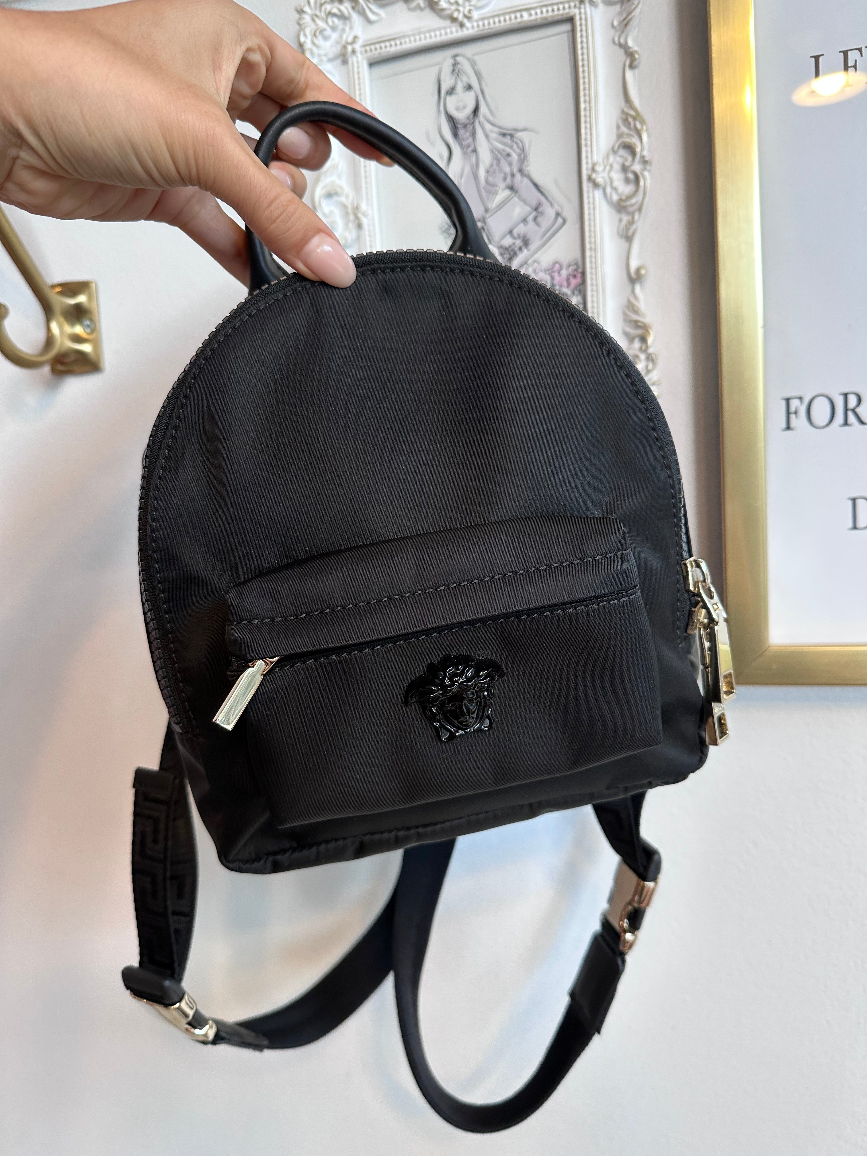 Pre-Owned VERSACE Small Black Medusa Backpack