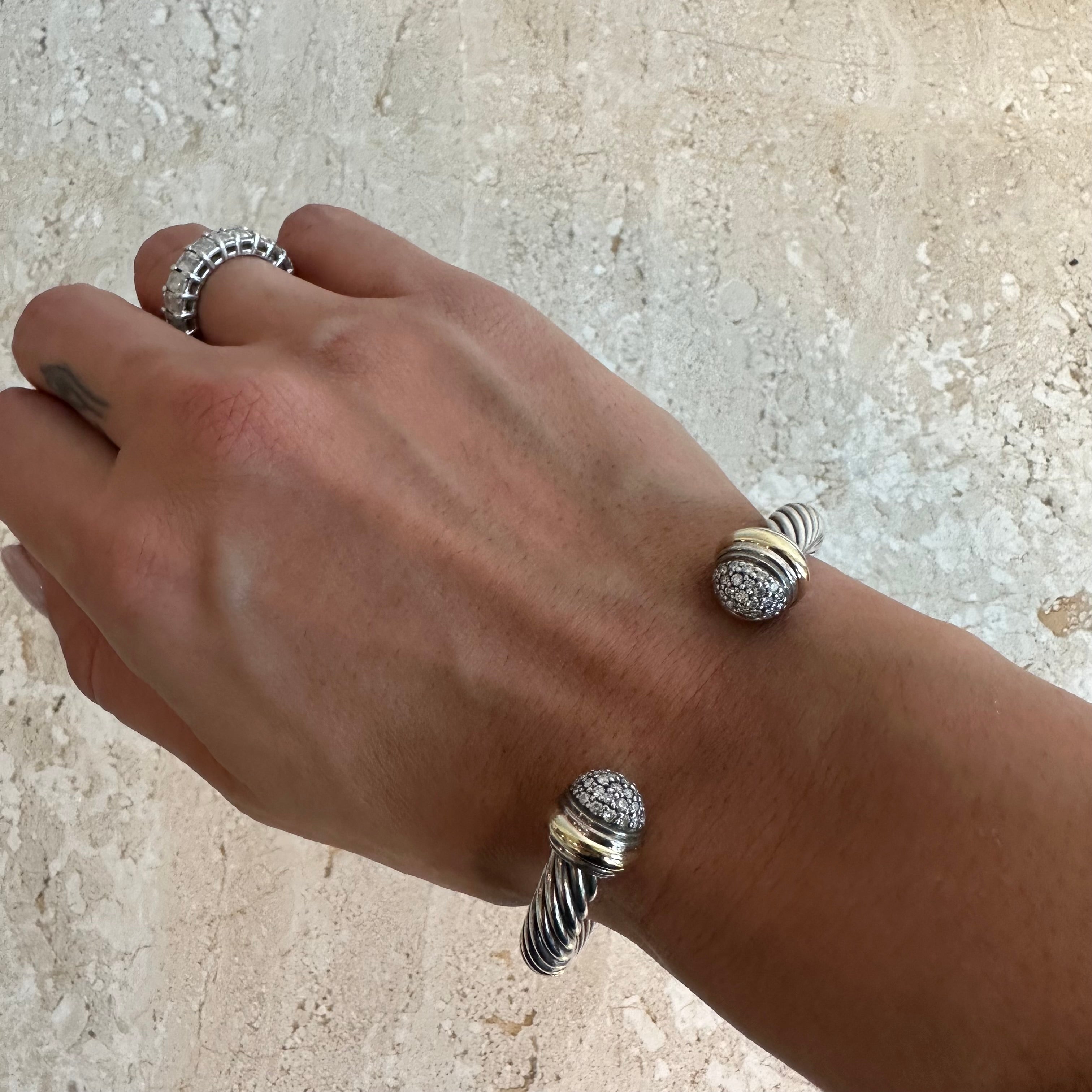 Pre-Owned DAVID YURMAN Cable Classics Bracelet with Diamond Domes