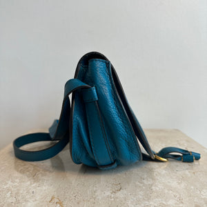 Pre-Owned CHLOE Teal Marcie Small Saddle Crossbody Bag