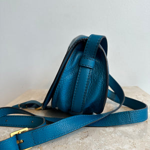 Pre-Owned CHLOE Teal Marcie Small Saddle Crossbody Bag