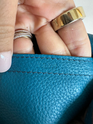 Pre-Owned CHLOE Teal Marcie Small Saddle Crossbody Bag