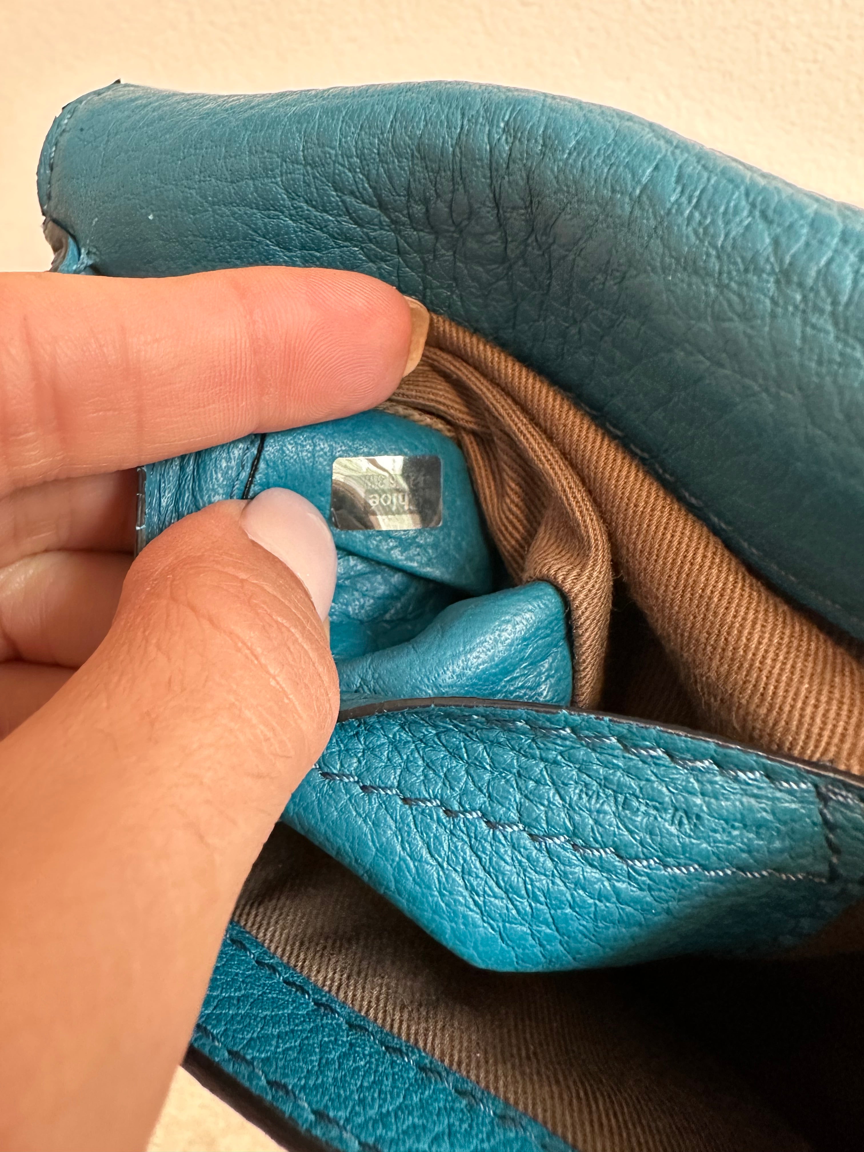 Pre-Owned CHLOE Teal Marcie Small Saddle Crossbody Bag