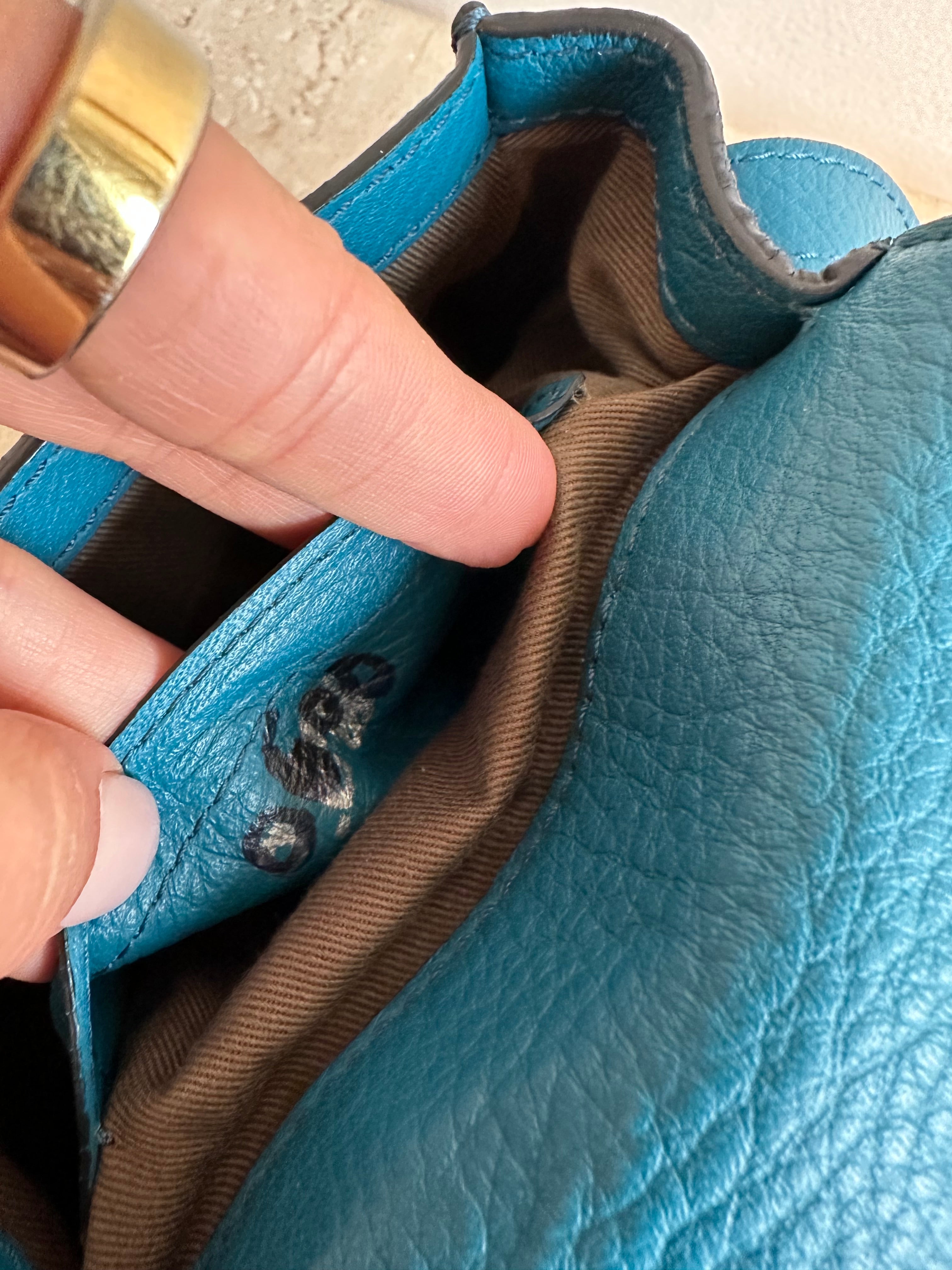 Pre-Owned CHLOE Teal Marcie Small Saddle Crossbody Bag