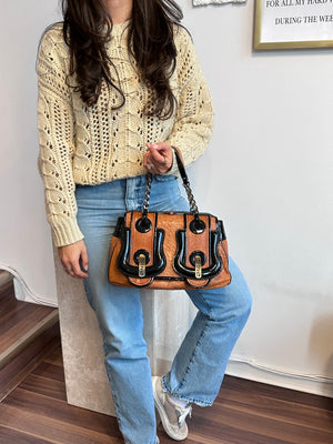 Pre-Owned FENDI Nappa Patent Medium B Bag