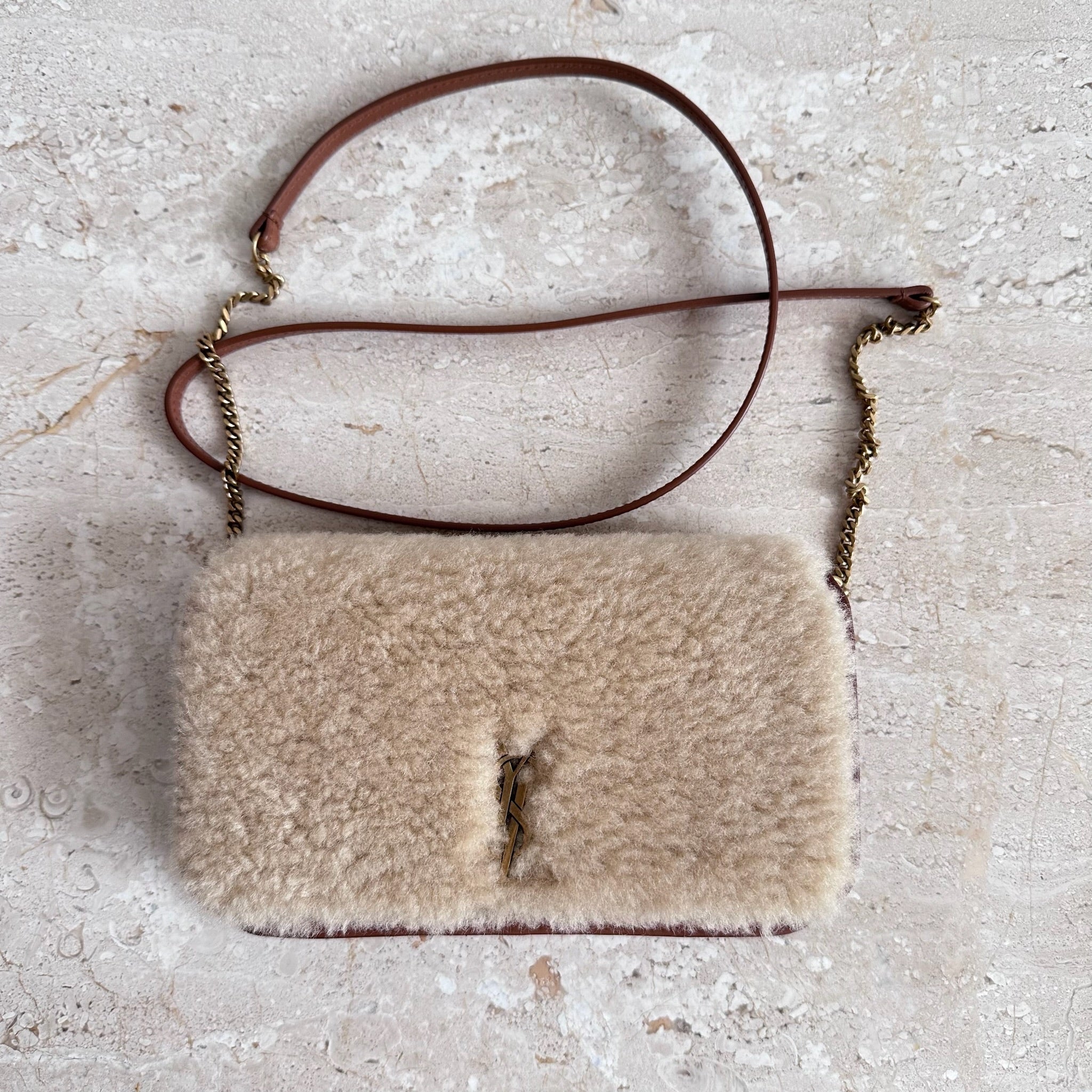 Pre Owned SAINT LAURENT Micro Shearling Bag Valamode