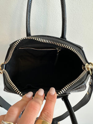 Pre-Owned GIVENCHY Mini Antigona Black Croc Embossed Leather Bag