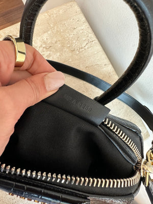 Pre-Owned GIVENCHY Mini Antigona Black Croc Embossed Leather Bag