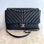 Pre-Owned CHANEL Caviar Chevron Quilted Puffy Seasonal Flap Bag