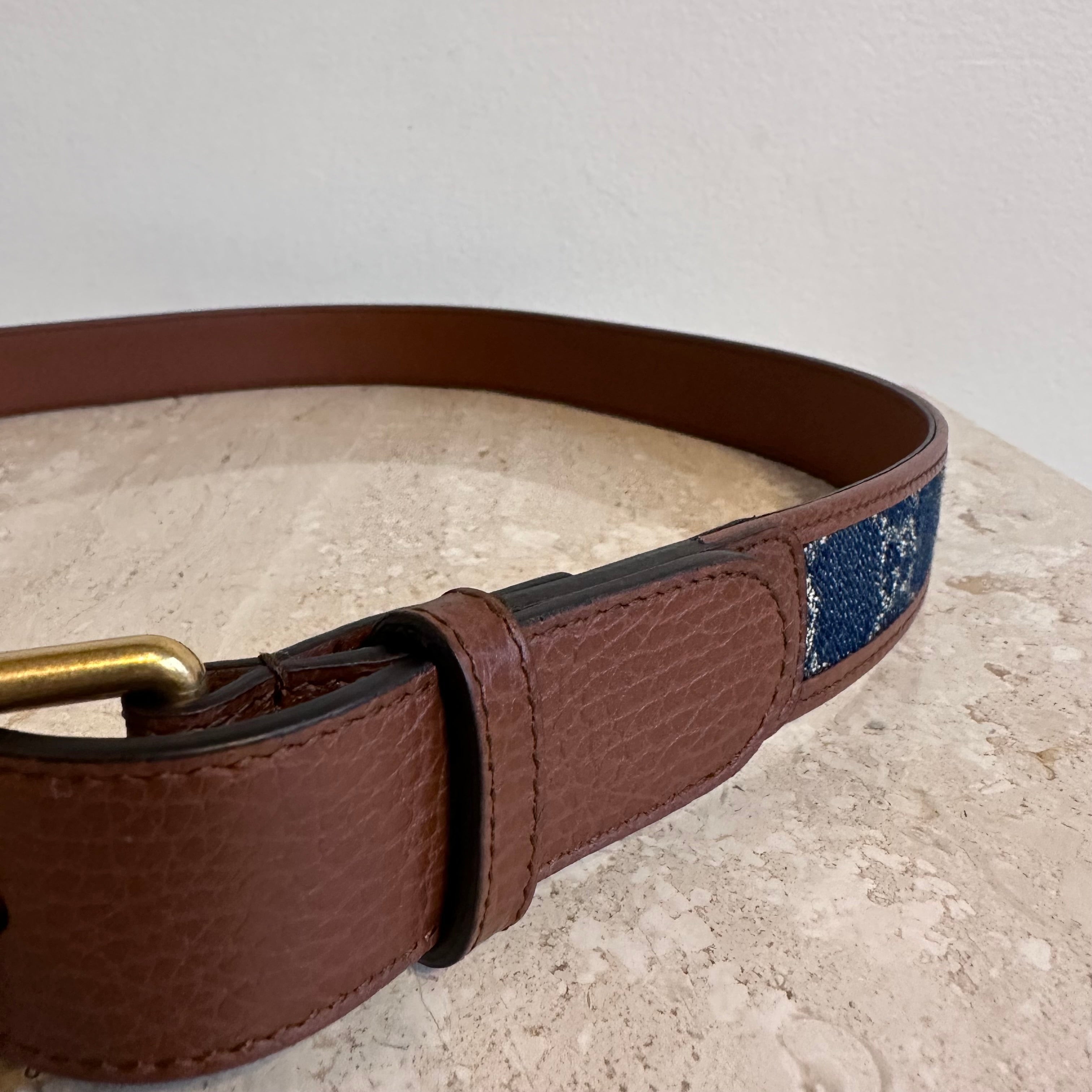 Pre-Owned Gucci GG Denim 85/34 Skinny Belt
