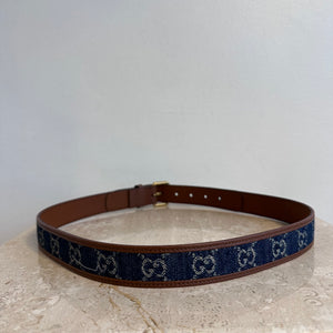 Pre-Owned Gucci GG Denim 85/34 Skinny Belt