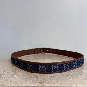 Pre-Owned Gucci GG Denim 85/34 Skinny Belt