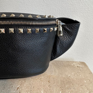 Pre-Owned VALENTINO Black Rockstud Belt Bag