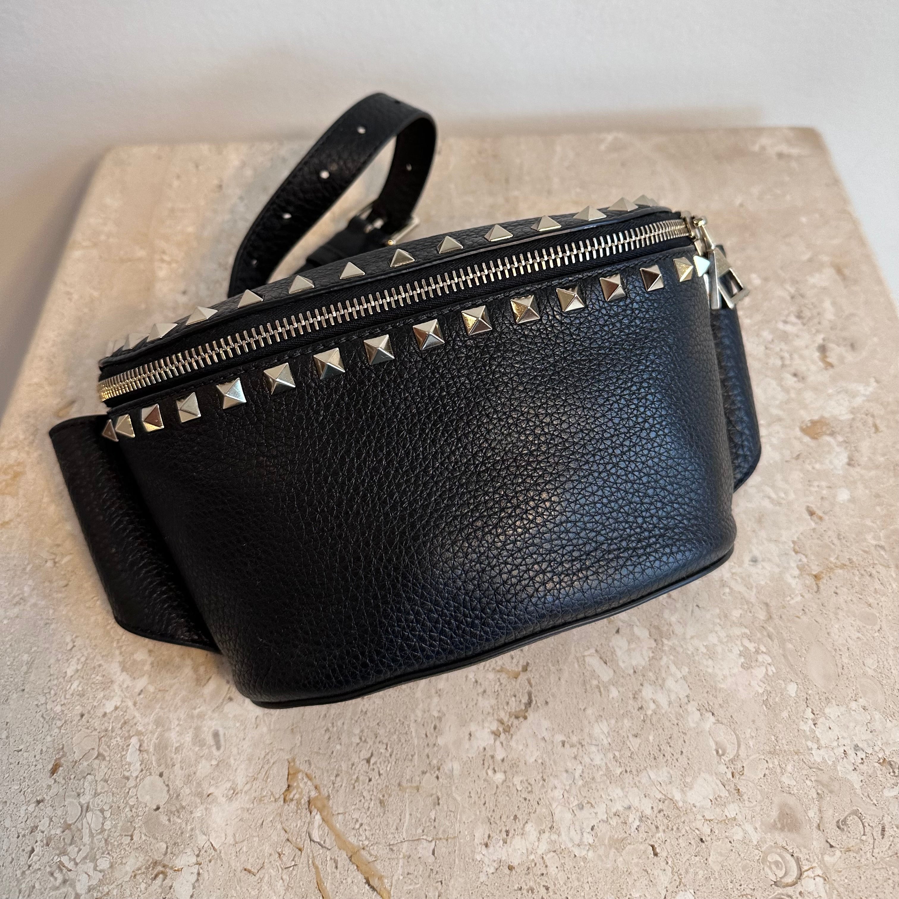Pre-Owned VALENTINO Black Rockstud Belt Bag