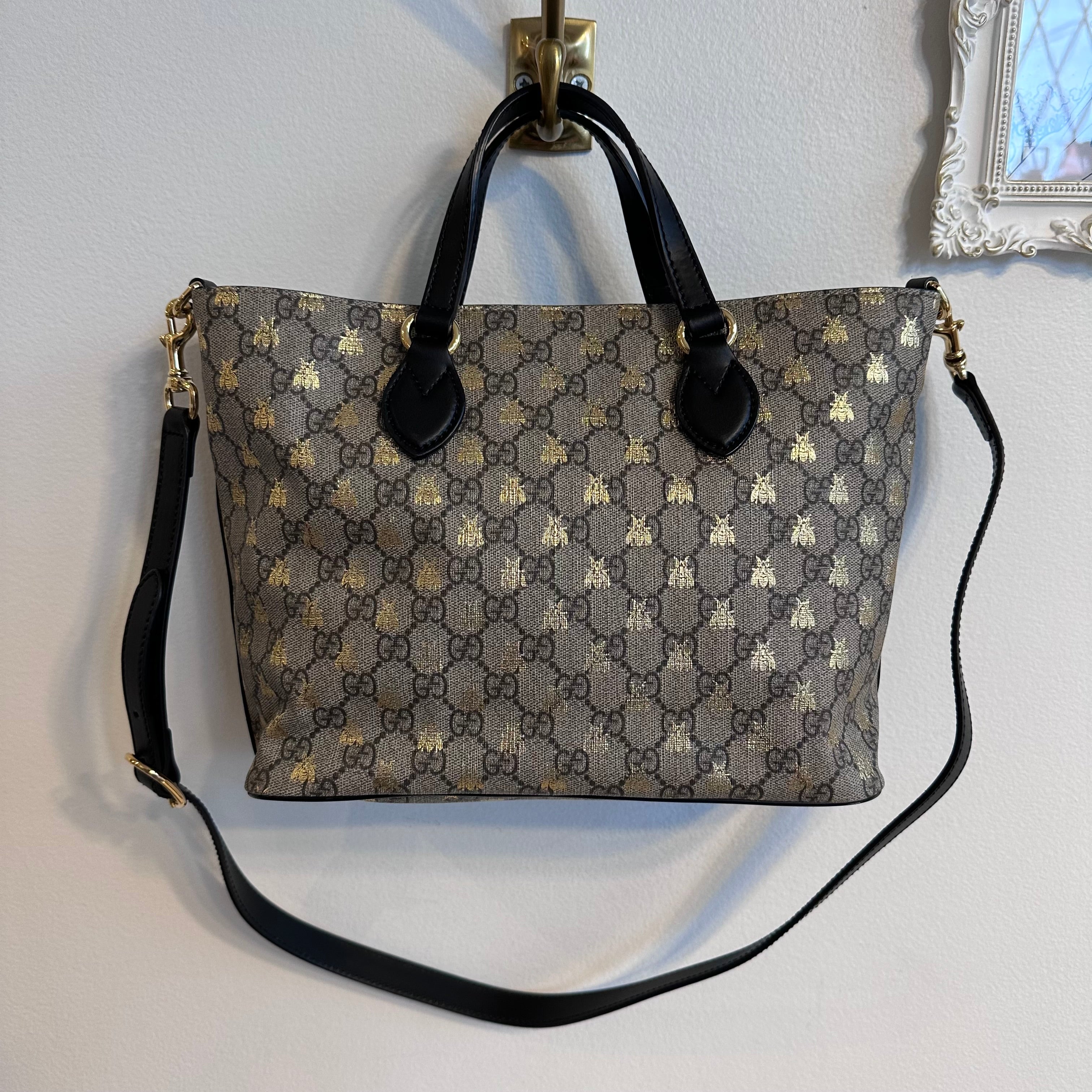 Pre-Owned GUCCI Beige GG Supreme Bestiary Tote
