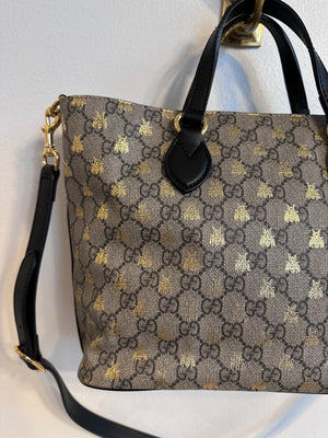 Pre-Owned GUCCI Beige GG Supreme Bestiary Tote