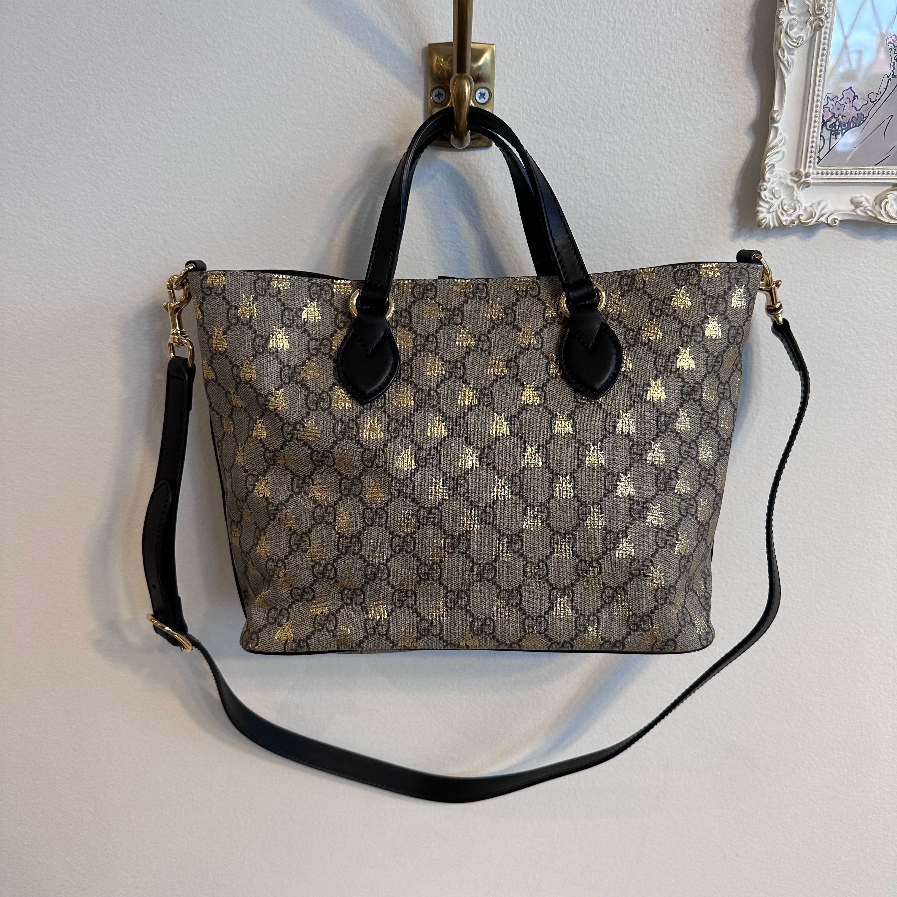 Pre-Owned GUCCI Beige GG Supreme Bestiary Tote