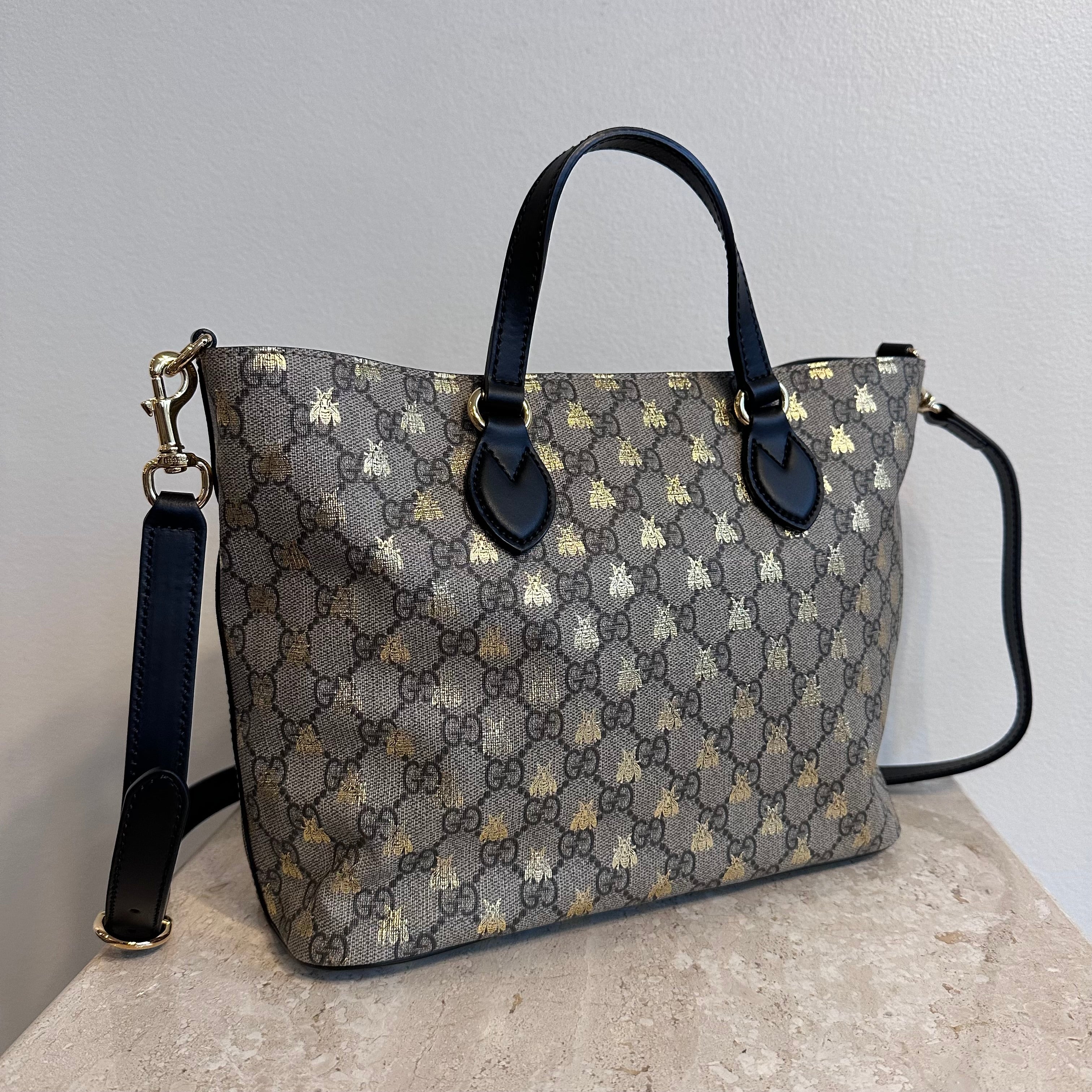 Pre-Owned GUCCI Beige GG Supreme Bestiary Tote