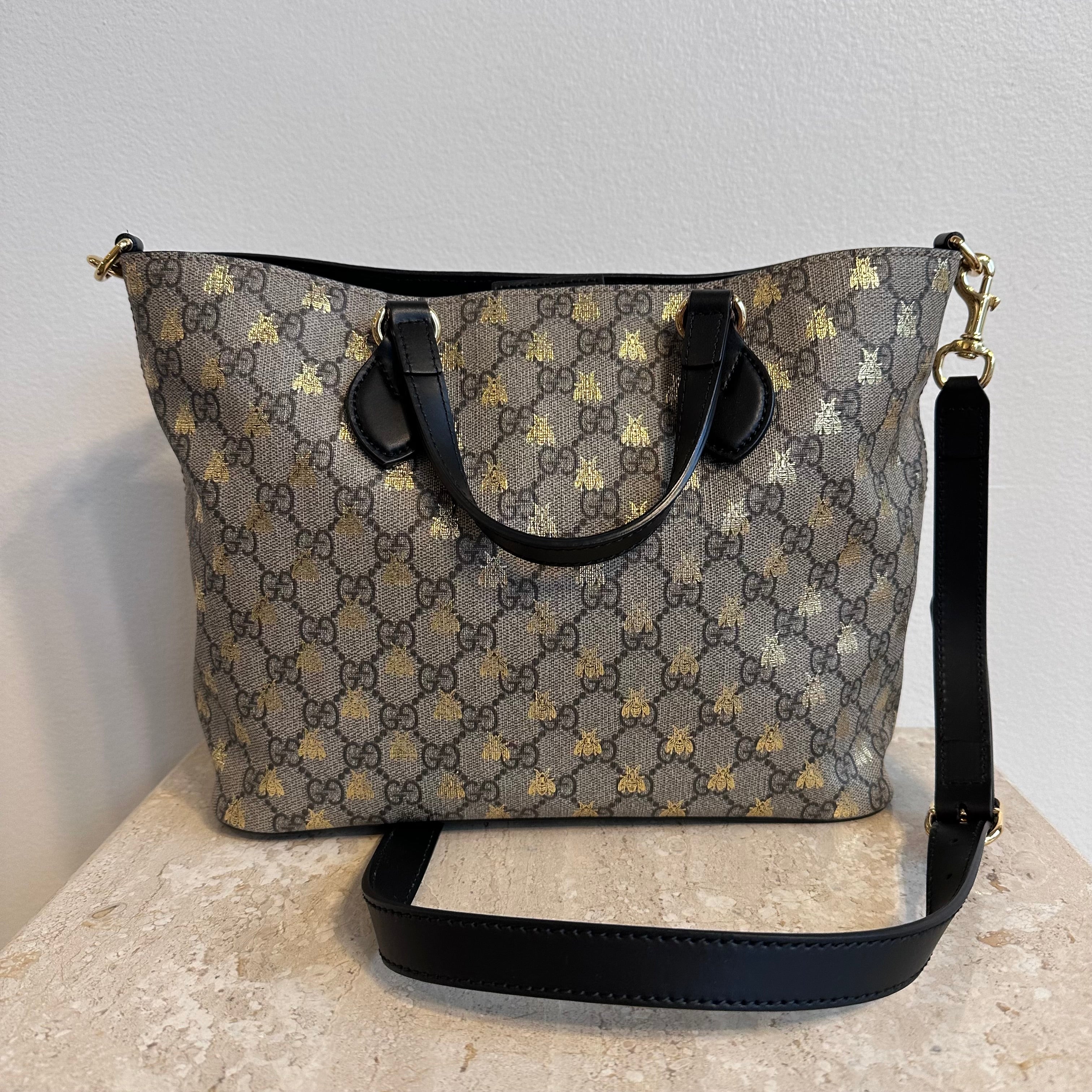 Pre-Owned GUCCI Beige GG Supreme Bestiary Tote