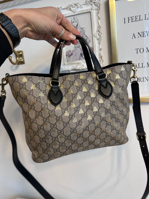 Pre-Owned GUCCI Beige GG Supreme Bestiary Tote
