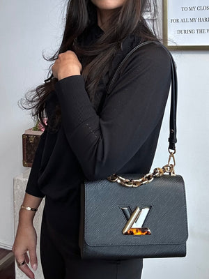 Pre-Owned LOUIS VUITTON Black Epi Tortoiseshell Twist MM Bag