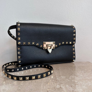 Pre-Owned Valentino Black Medium Rockstud Crossbody Bag