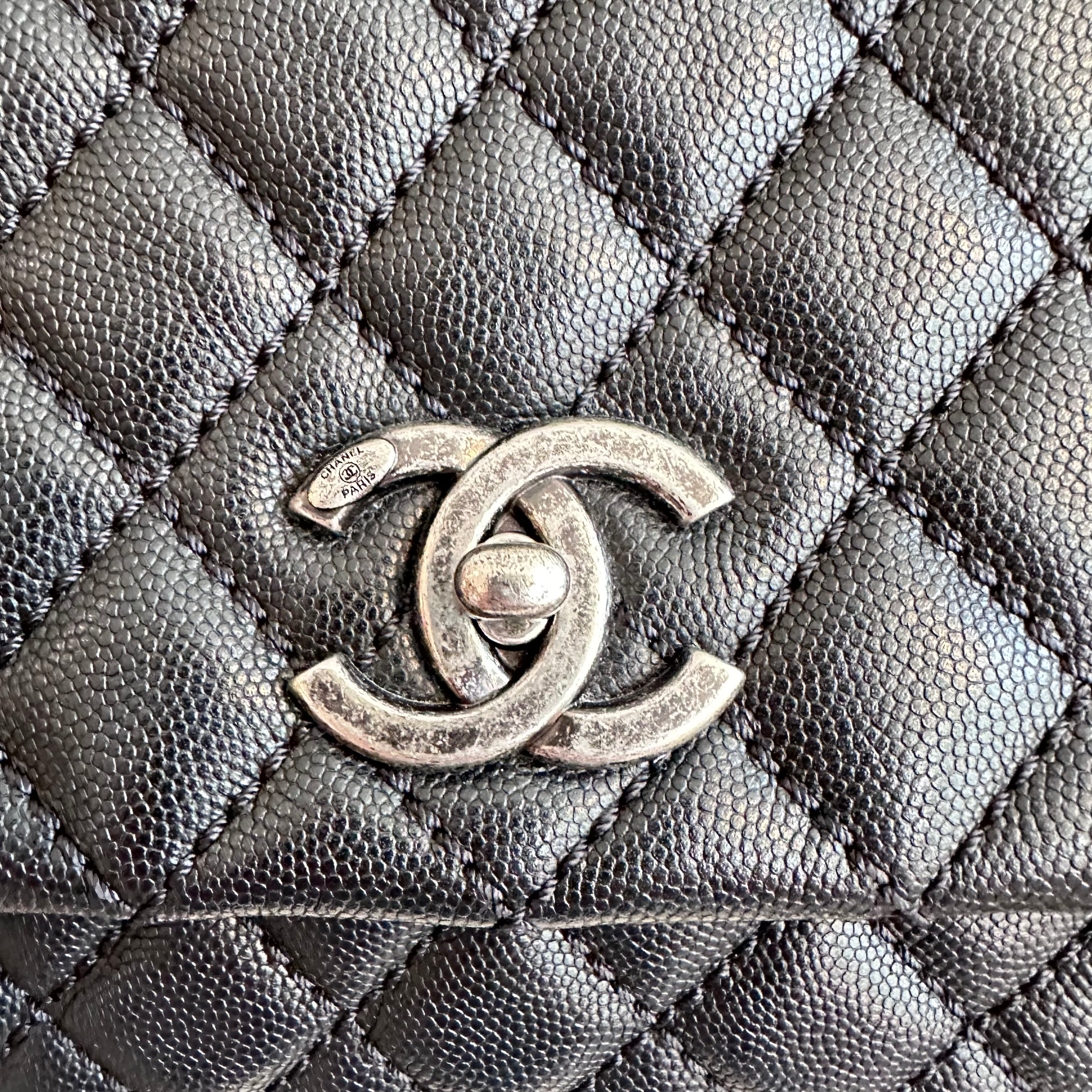 Pre-Owned CHANEL™ Black Caviar Small Coco Handle Handbag
