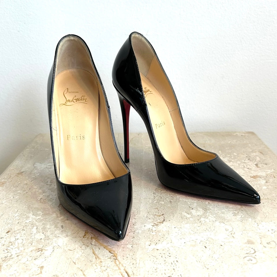 Pre-Owned CHRISTIAN LOUBOUTIN So Kate 120 Black Patent Pump - Size 36.5