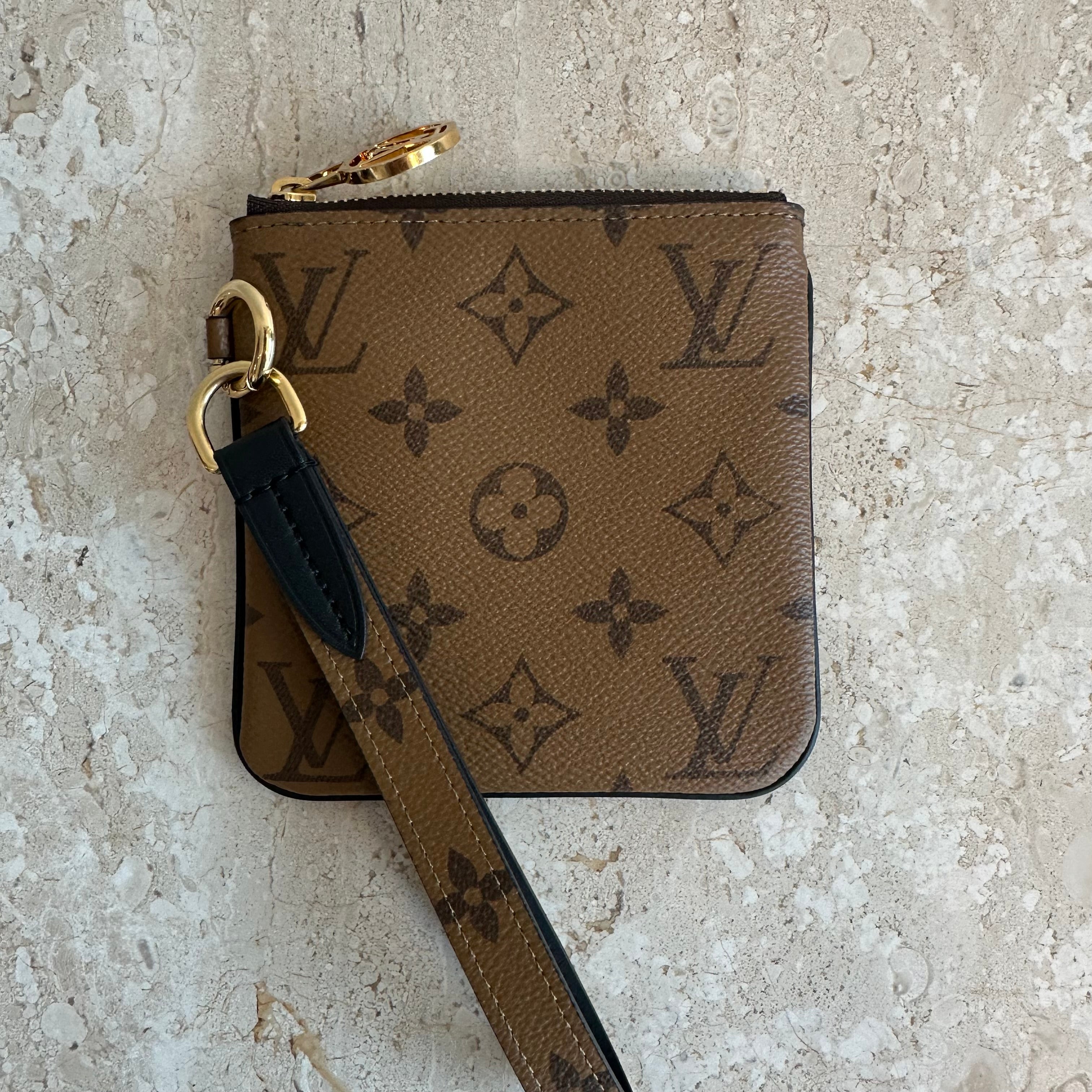 Pre-Owned LOUIS VUITTON Monogram Reverse Pochette Trio Square Pouch Wristlet