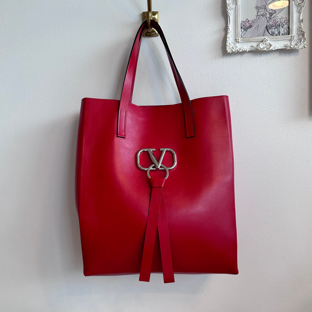 Pre-Owned VALENTINO Garavani Red Calfskin VSling Tote