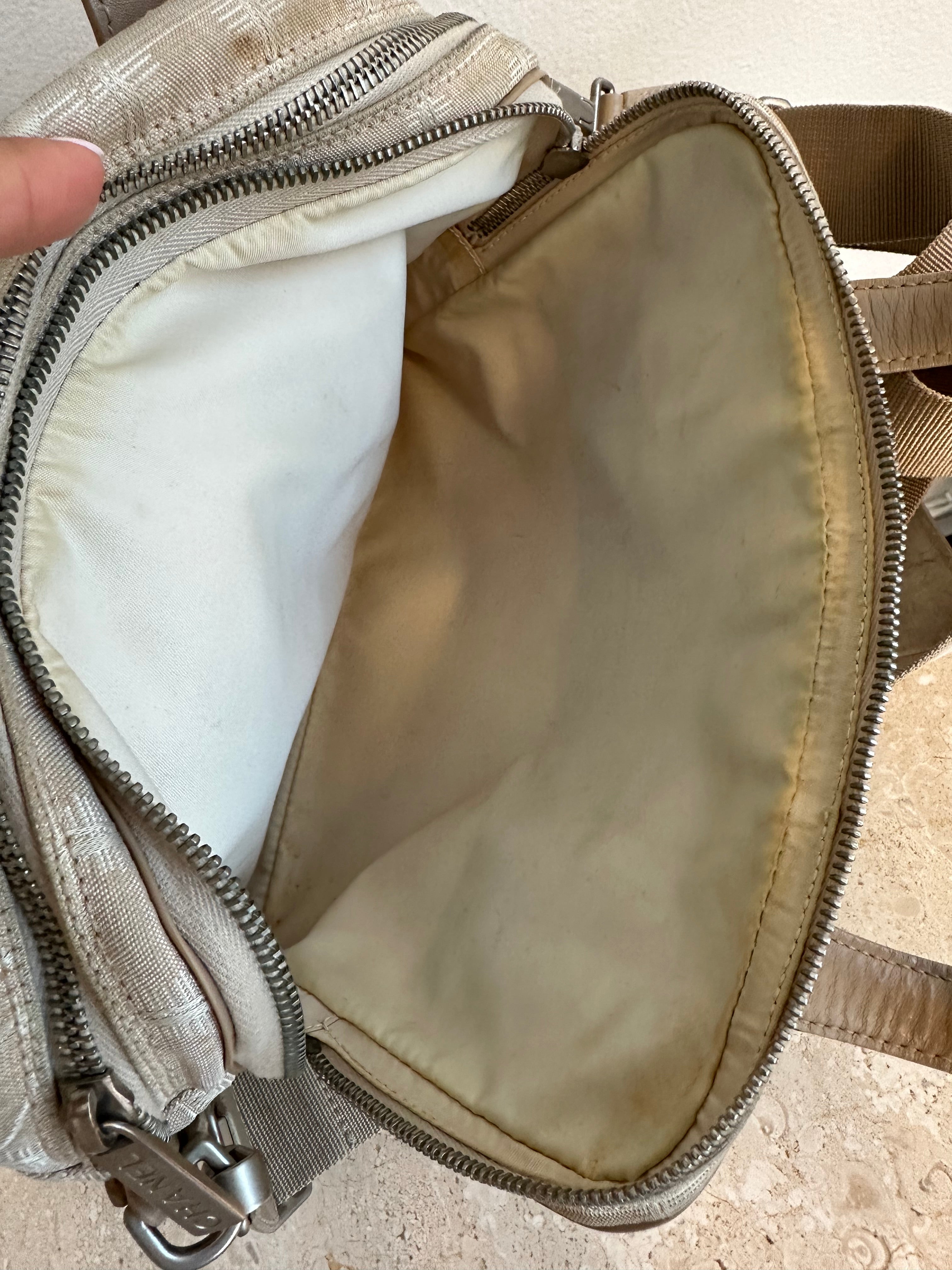 Pre-Owned CHANEL Cream Canvas Travel Line 2Way Tote Bag