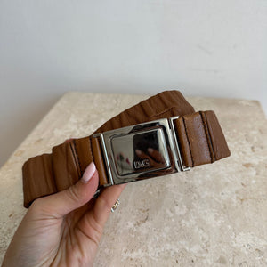 Pre-Owned DOLCE & GABBANA Light Brown Elastic Waist Belt - Size 95/38