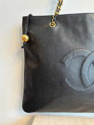 Pre-Owned CHANEL Vintage XL Black Caviar Timeless Tote Bag