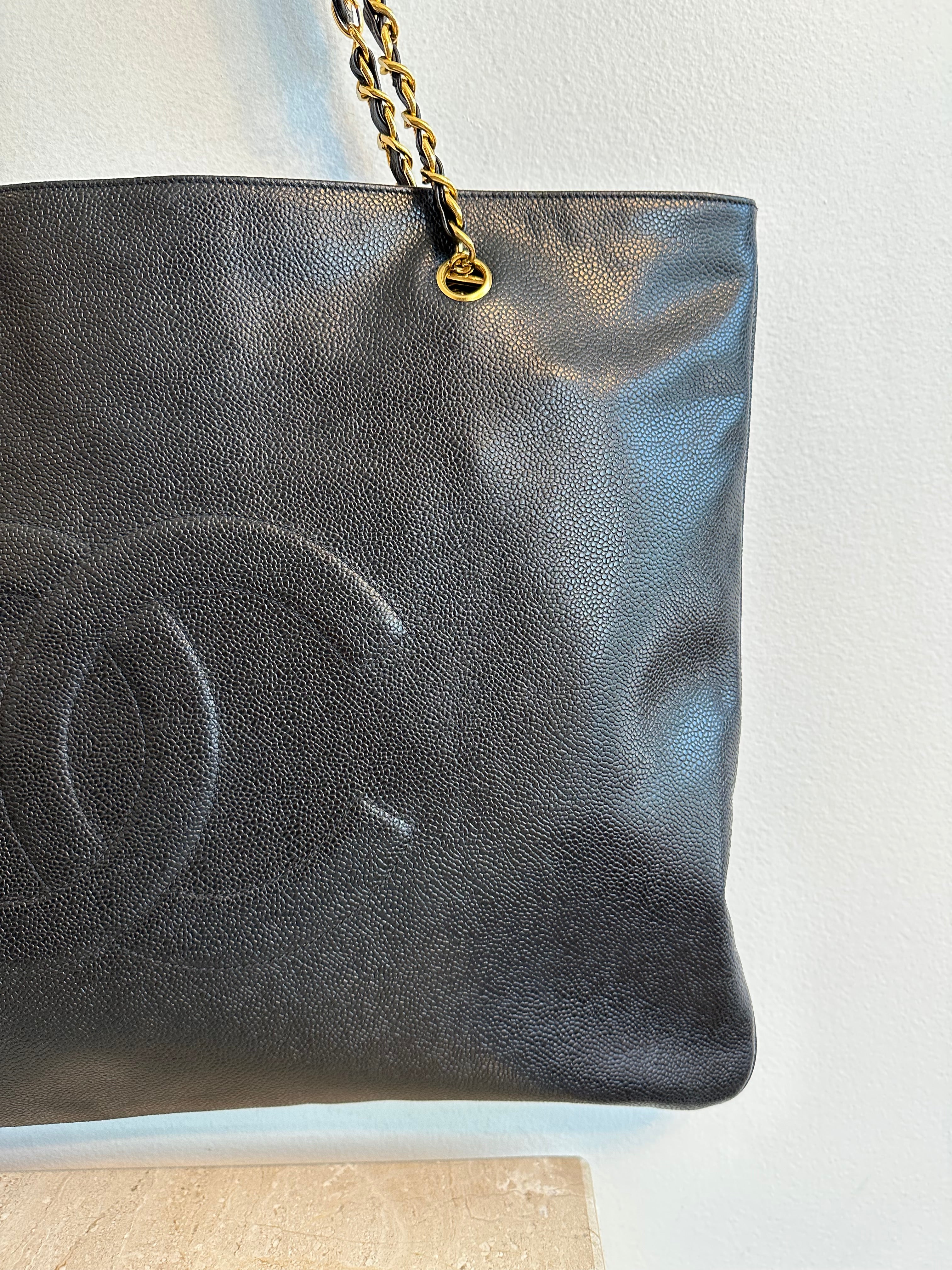 Pre-Owned CHANEL Vintage XL Black Caviar Timeless Tote Bag