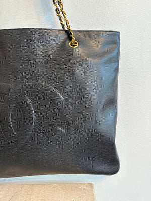 Pre-Owned CHANEL Vintage XL Black Caviar Timeless Tote Bag