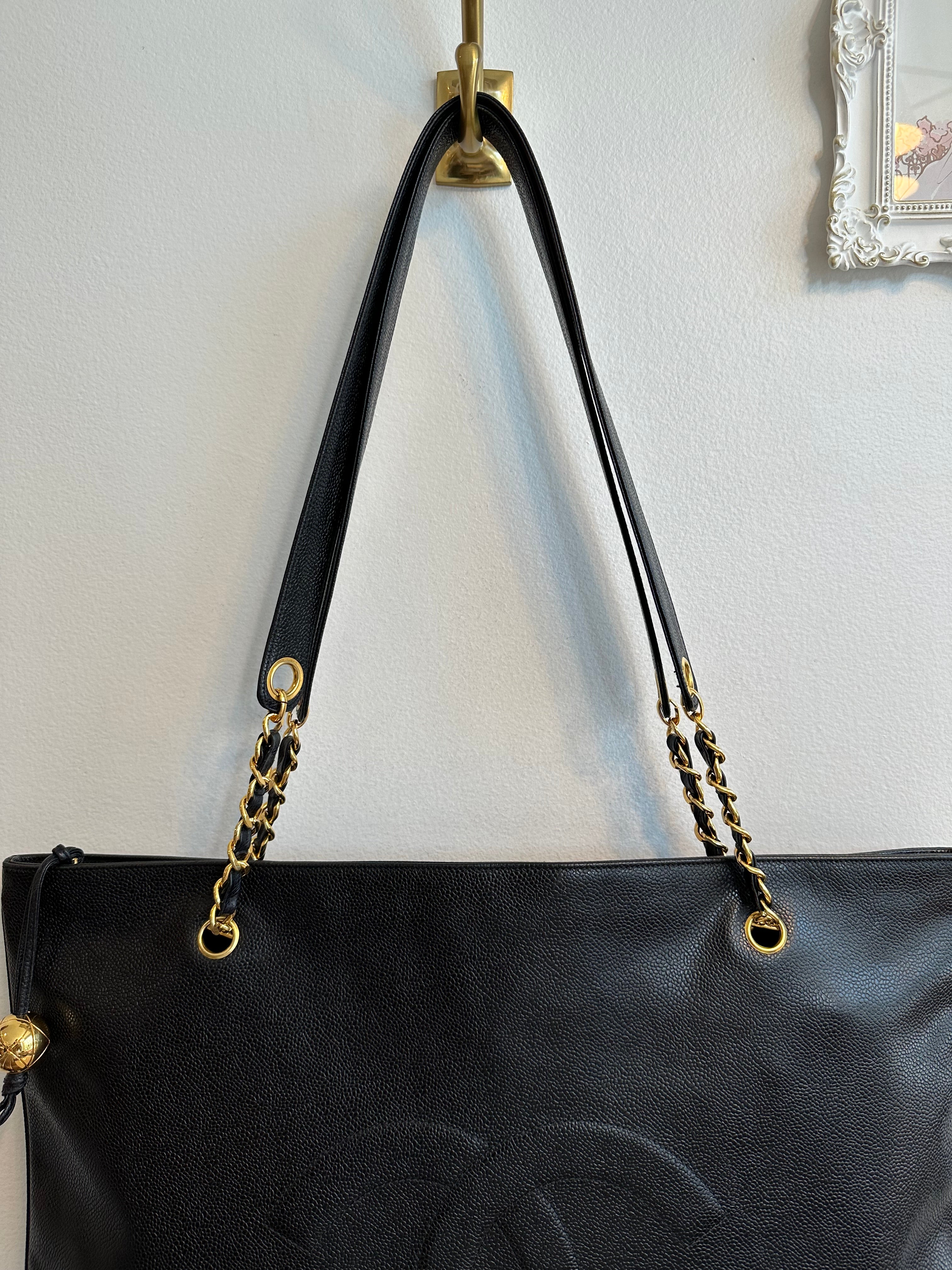 Pre-Owned CHANEL Vintage XL Black Caviar Timeless Tote Bag