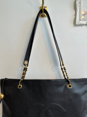 Pre-Owned CHANEL Vintage XL Black Caviar Timeless Tote Bag