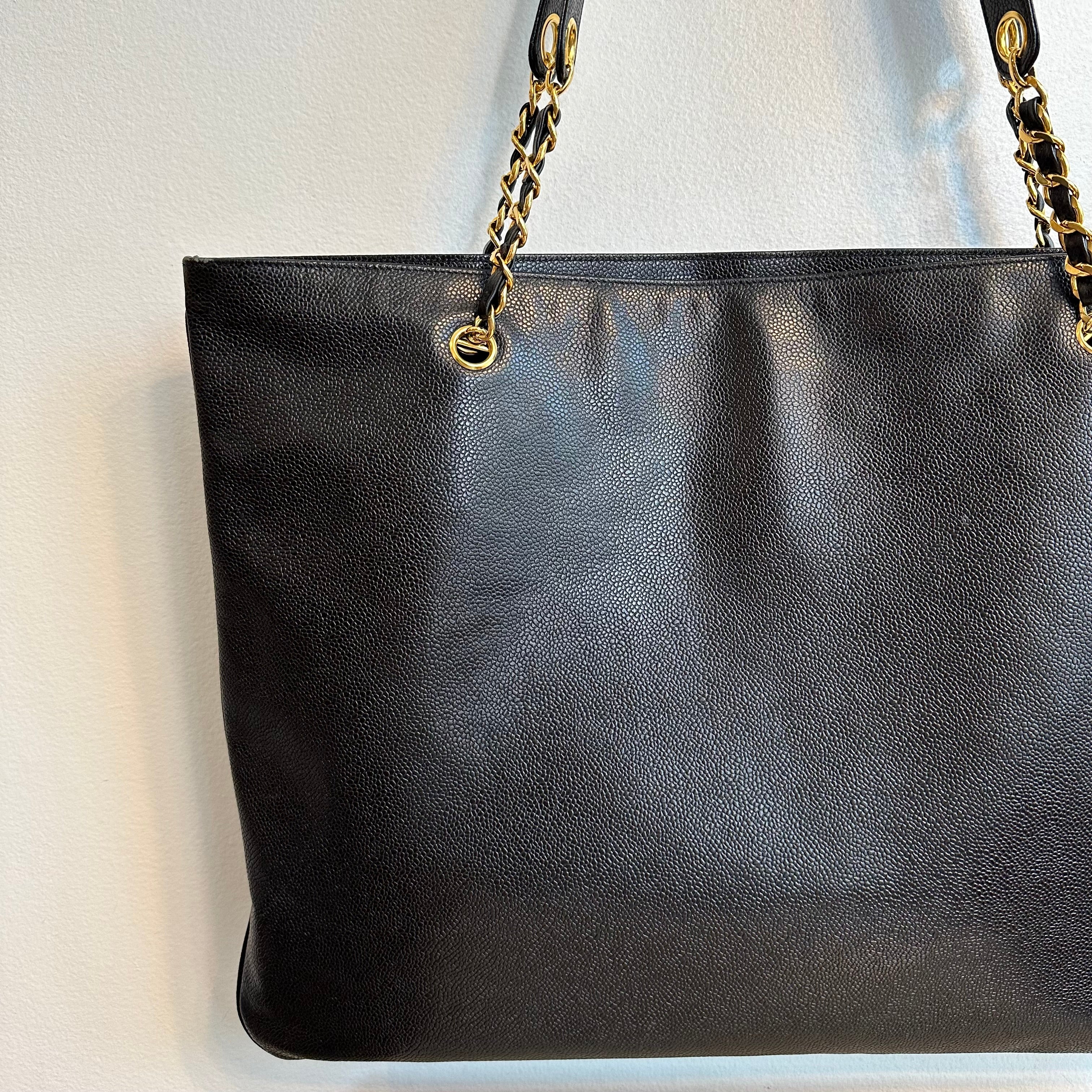 Pre-Owned CHANEL Vintage XL Black Caviar Timeless Tote Bag