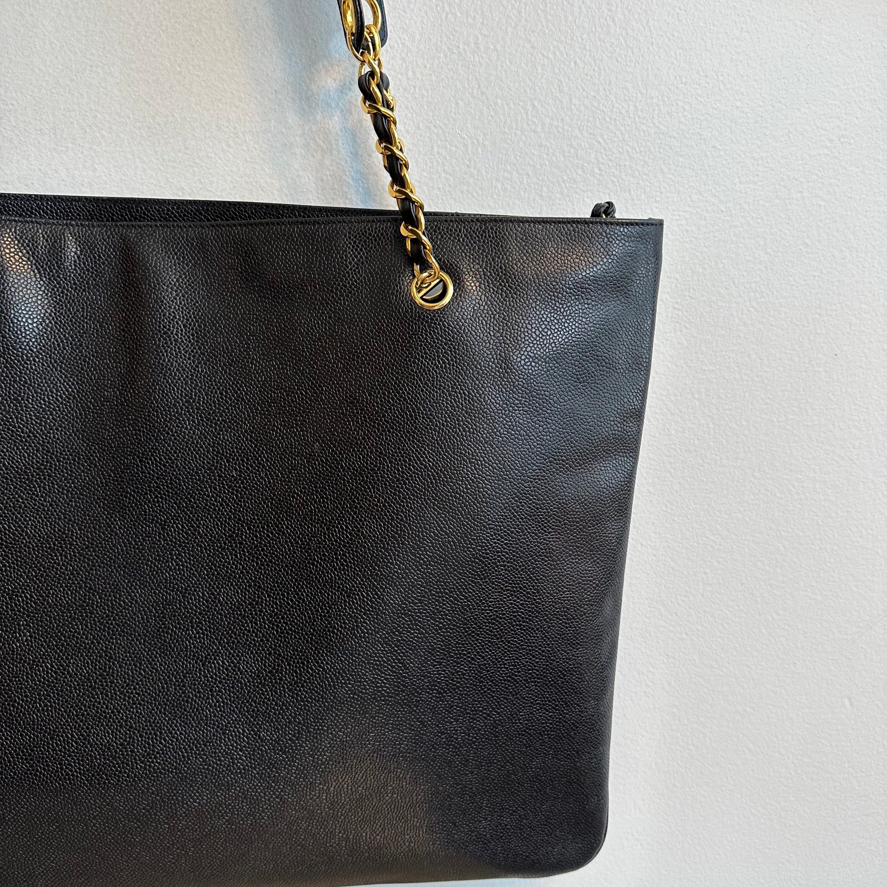 Pre-Owned CHANEL Vintage XL Black Caviar Timeless Tote Bag