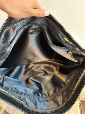 Pre-Owned CHANEL Vintage XL Black Caviar Timeless Tote Bag