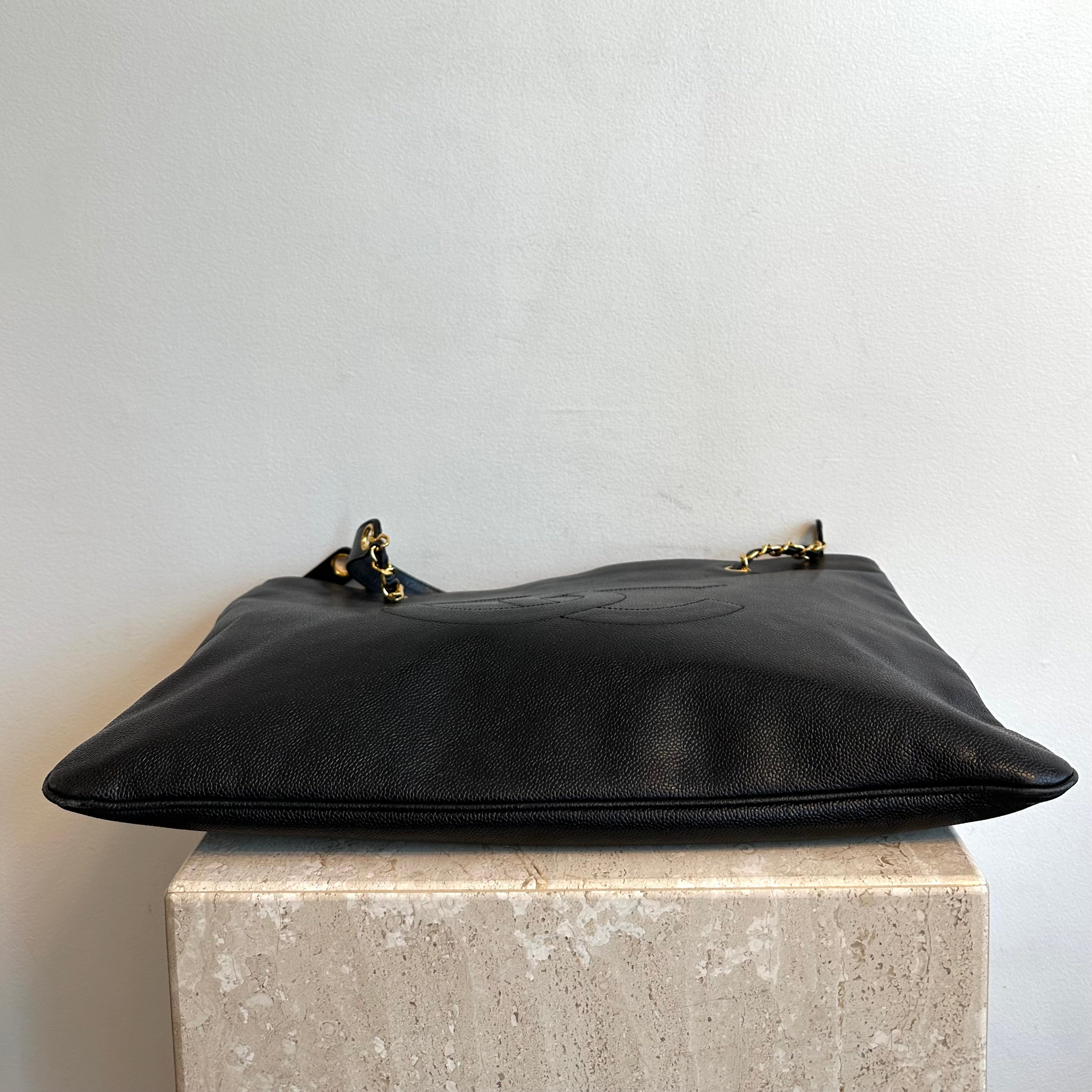 Pre-Owned CHANEL Vintage XL Black Caviar Timeless Tote Bag