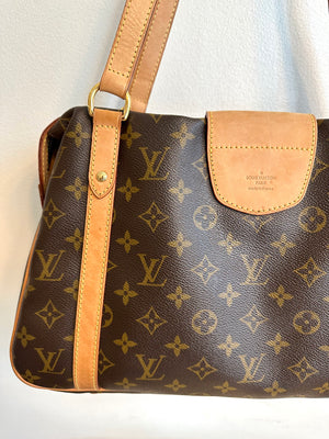 Louis+Vuitton+Courcelles+Shoulder+Bag+Brown+Leather for sale