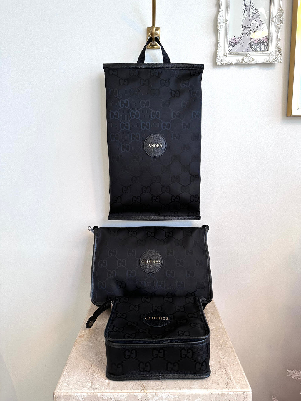 Pre-Owned GUCCI Black Off The Grid Packing Cubes - 3 Pack