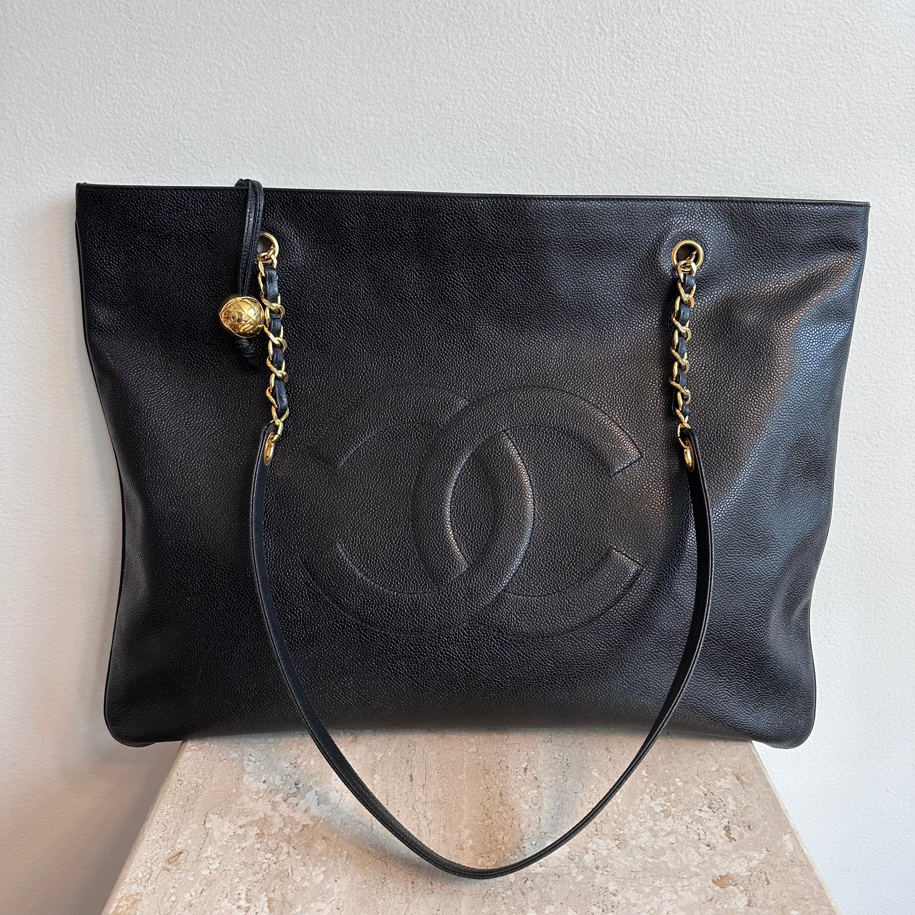 Pre-Owned CHANEL Vintage XL Black Caviar Timeless Tote Bag
