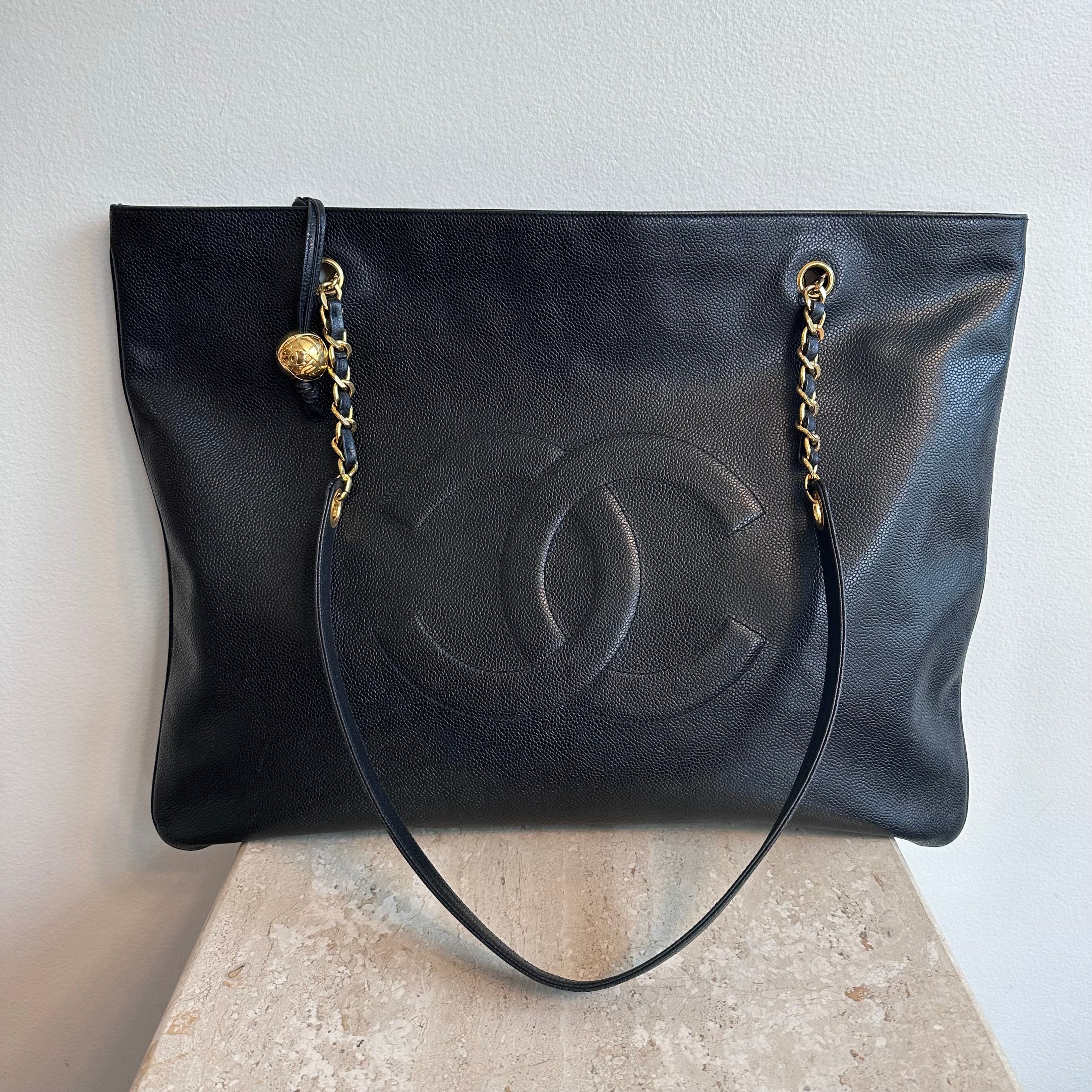 Pre-Owned CHANEL Vintage XL Black Caviar Timeless Tote Bag