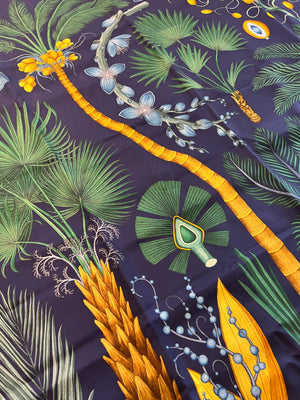 Pre-Owned HERMES Marine/Vert/Bleu Index Palmarum Silk Scarf