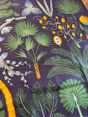 Pre-Owned HERMES Marine/Vert/Bleu Index Palmarum Silk Scarf